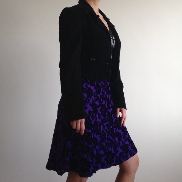 The Work - Purple Velvet Burnout Flower Skirt - Picture 2 of 12